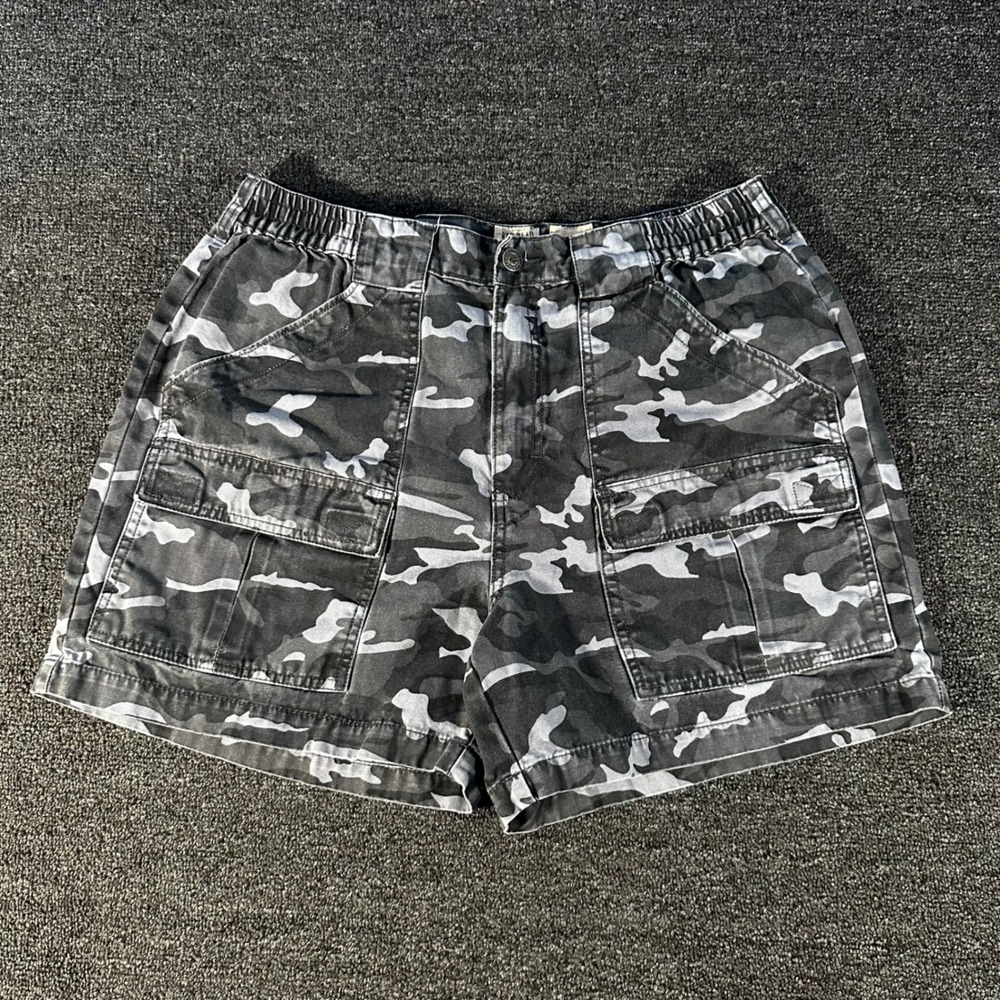 Red Head Cargo Shorts Mens 36 Gray Camo Good Elastic Waist Cotton Utility